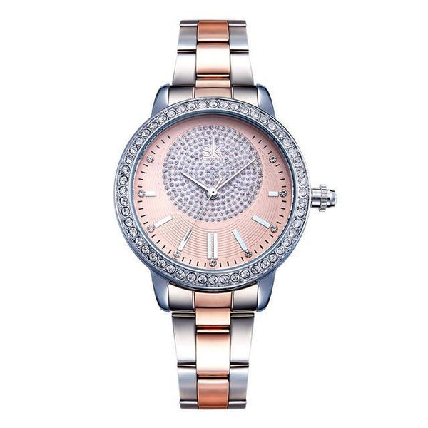 Top Brand Crystal Luxury Rose Gold Quartz Watches  for Women Ladies