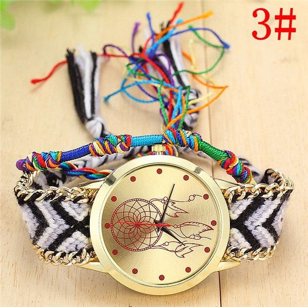 Handmade Braided Dreamcatcher Friendship Bracelet Quarzt Watch for Ladies - MARJA MALL