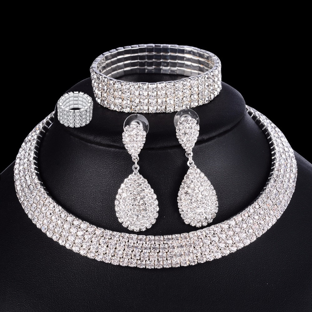 4 PCS Luxury Wedding Bridal Jewelry Sets - MARJA MALL